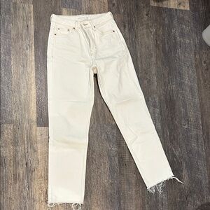 Topshop Cream-White Straight Leg Jeans